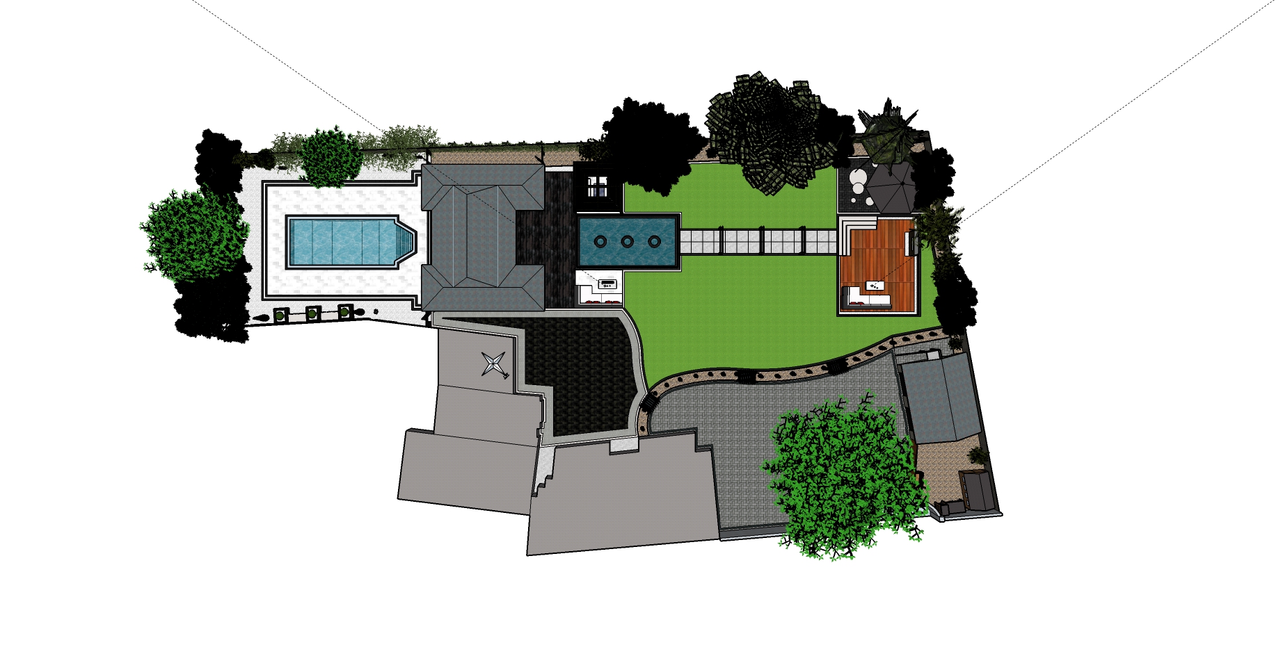 a birds eye view of a garden design