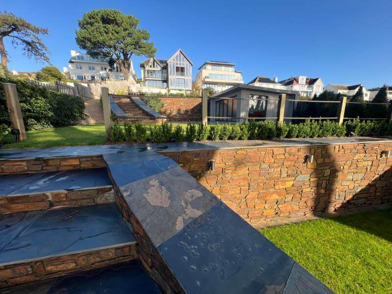 Sloping garden design in Devon