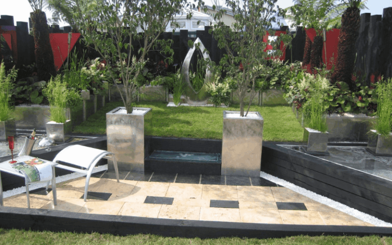Stylish garden paving -part of a garden design in Devon